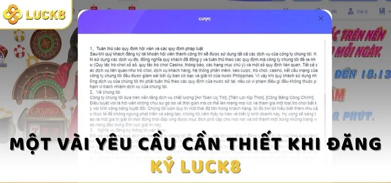 Một số vấn đề cần lưu ý khi đăng ký Luck8