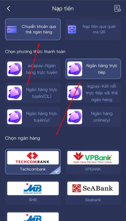 Nạp tiền Luck8 thông qua chuyển khoản ngân hàng